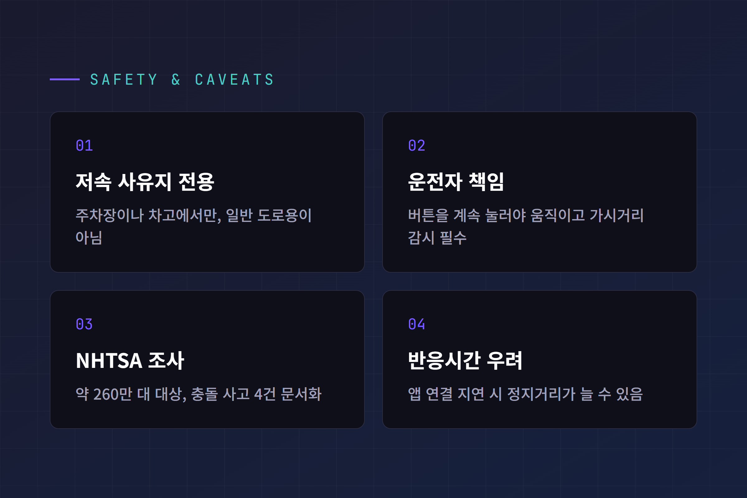 스마트 소환의 안전 제약과 NHTSA 조사 핵심 정리