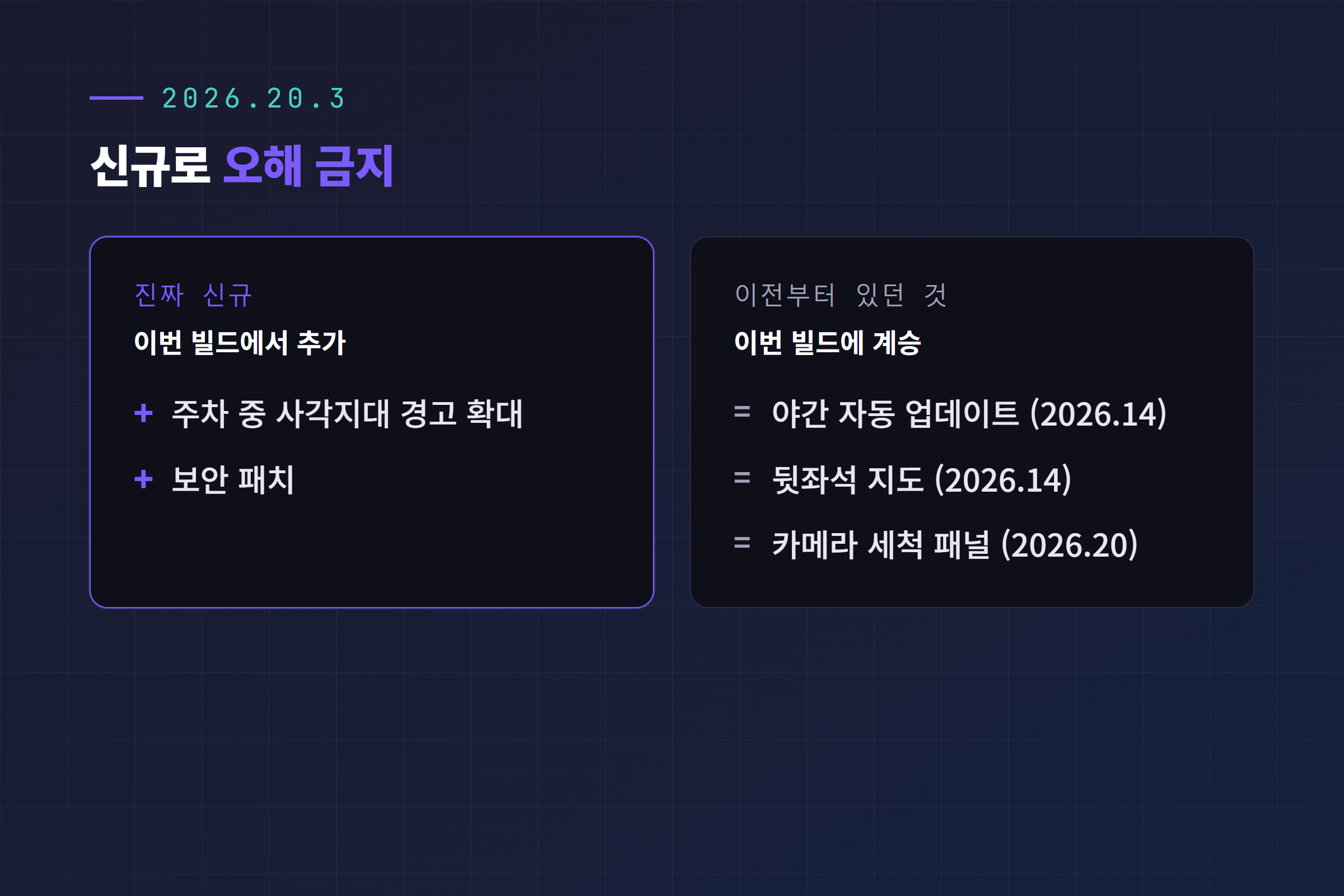 2026.20.3 진짜 신규 기능과 이전부터 있던 기능을 구분한 비교 카드