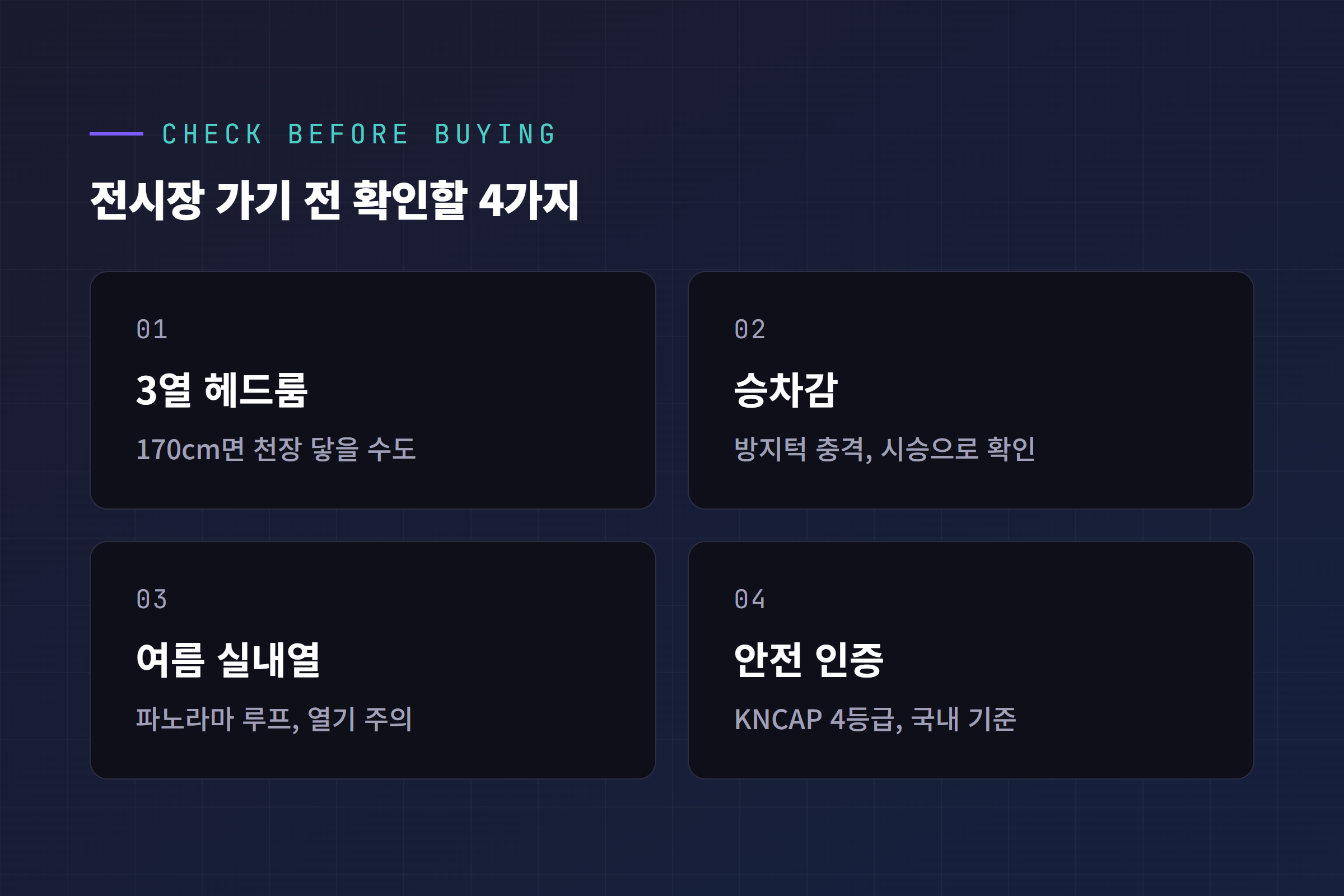 모델Y L 전시장 방문 전 확인할 4가지, 3열 헤드룸 승차감 여름 실내열 안전 인증