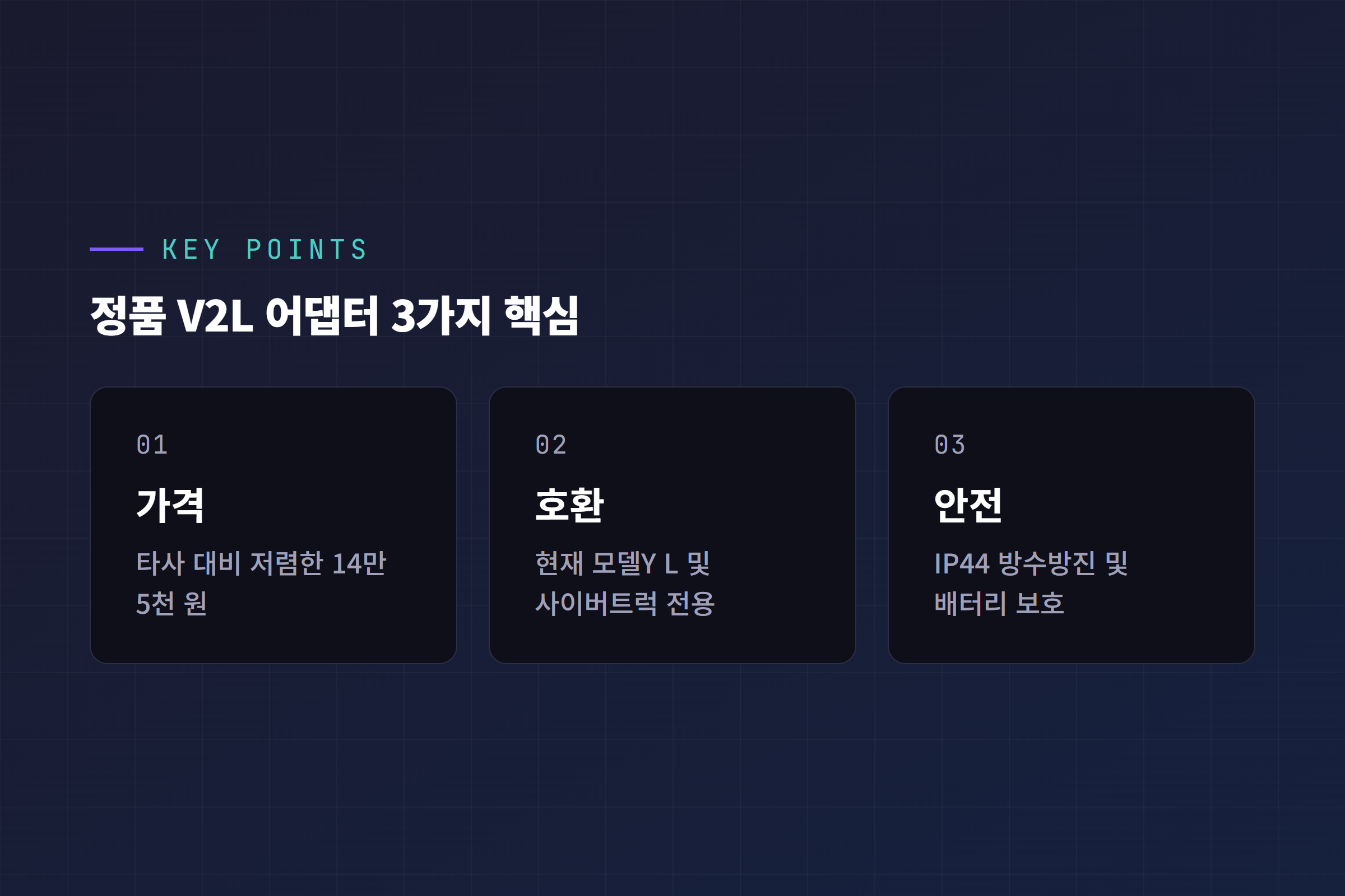 KEY POINTS 정품 V2L 어댑터 3가지 핵심