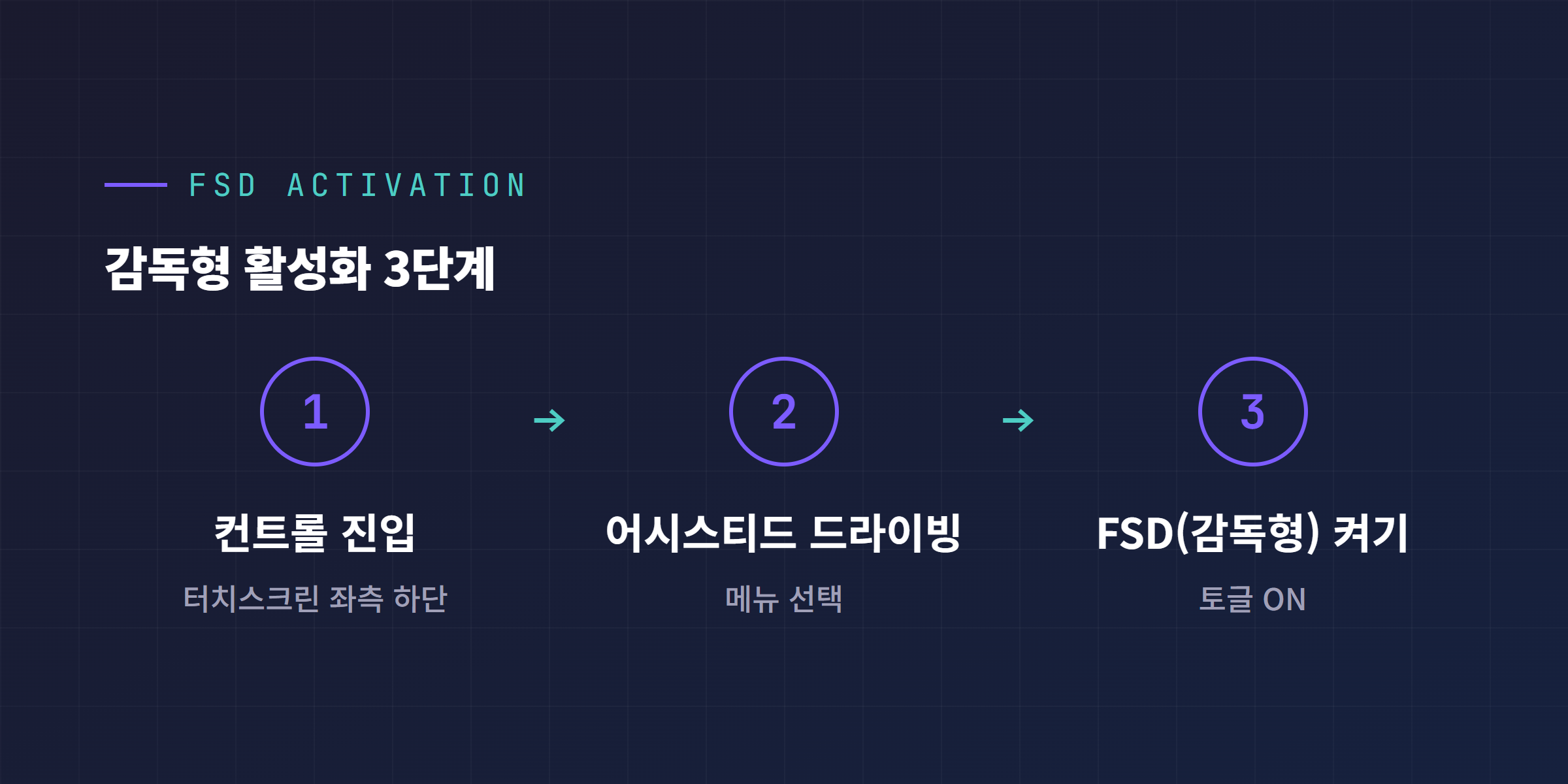 FSD(감독형) 활성화 3단계 다이어그램