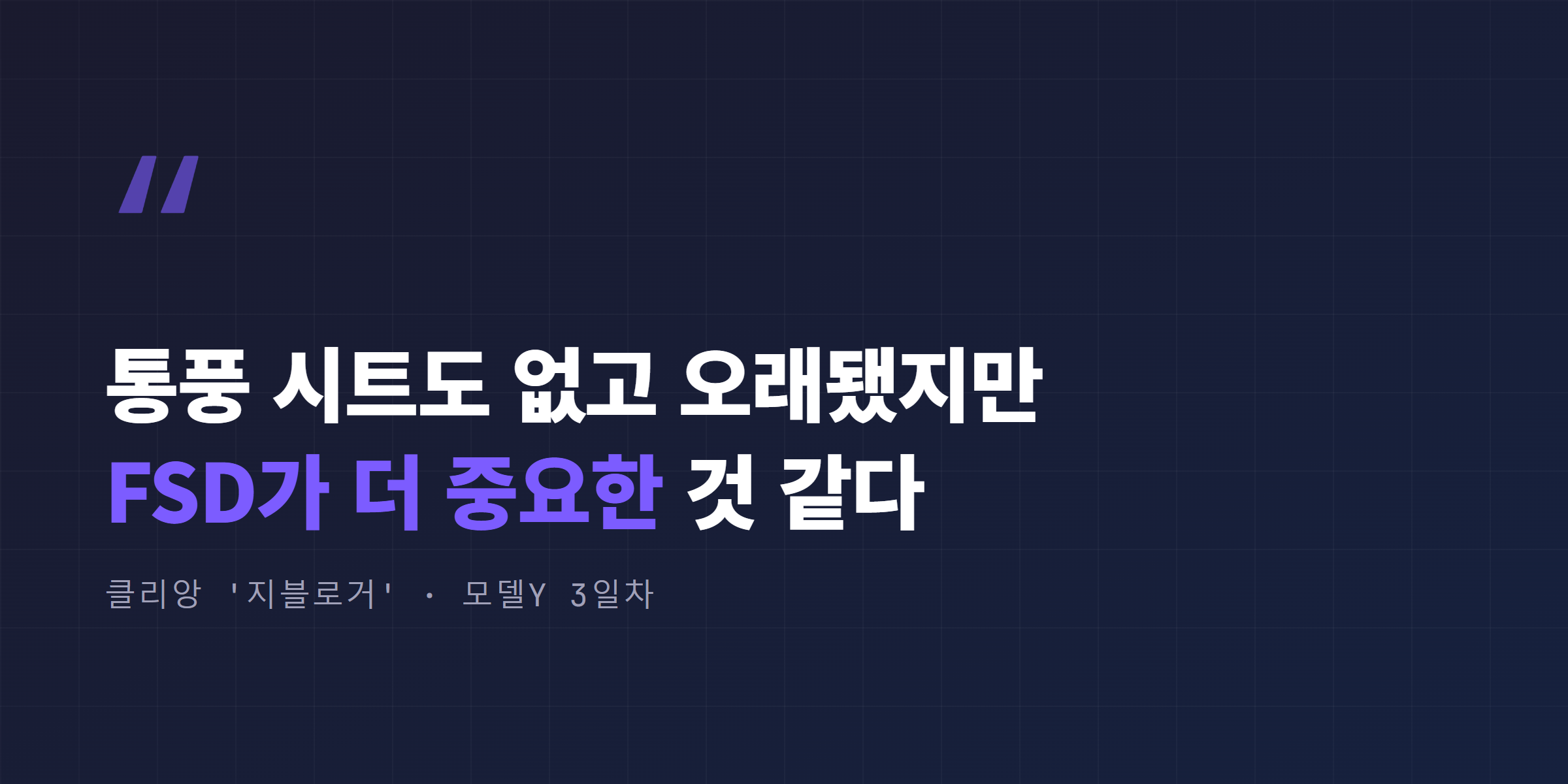 클리앙 오너 후기 인용, 통풍 시트도 없고 오래됐지만 FSD가 더 중요한 것 같다