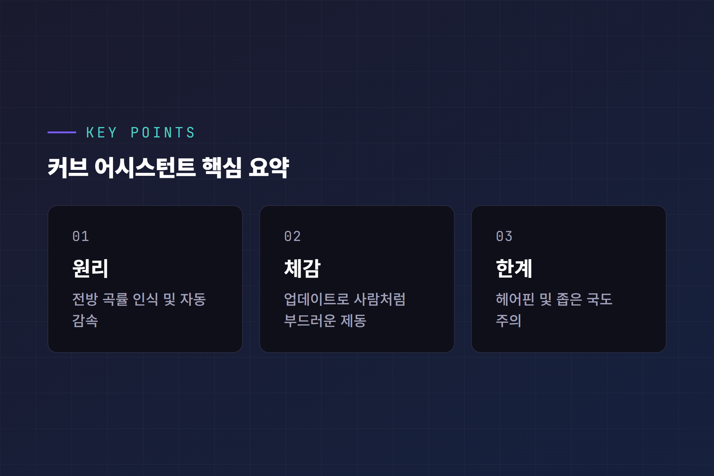 커브 어시스턴트 핵심 요약 인포그래픽