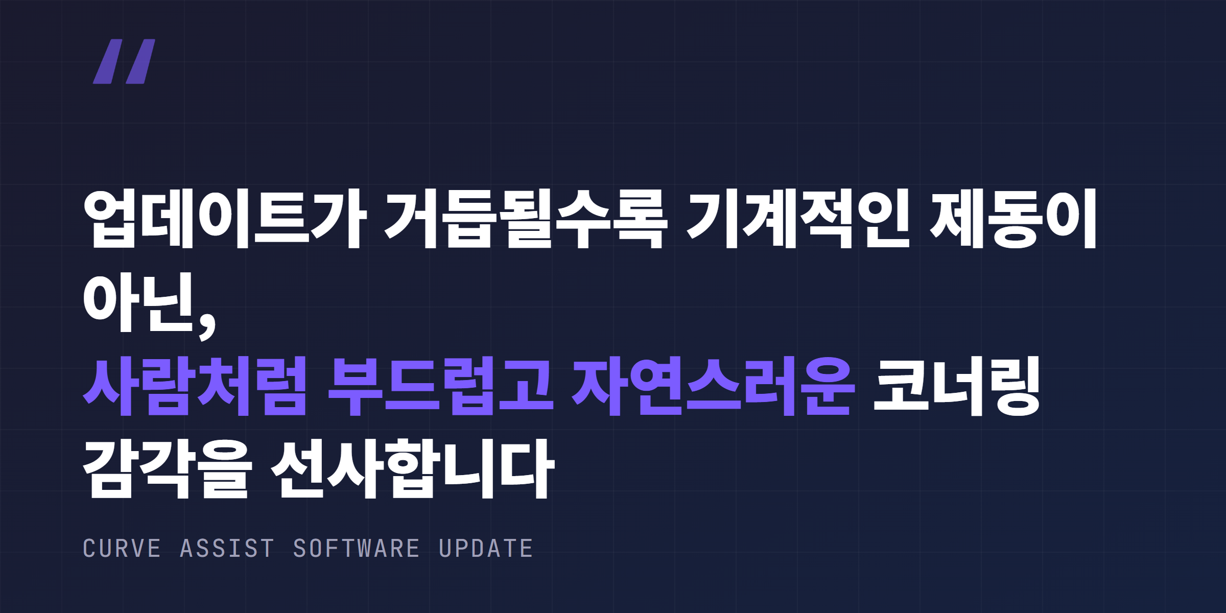 업데이트가 거듭될수록 사람처럼 부드러운 코너링 감각을 선사한다는 커브 어시스턴트 인용구