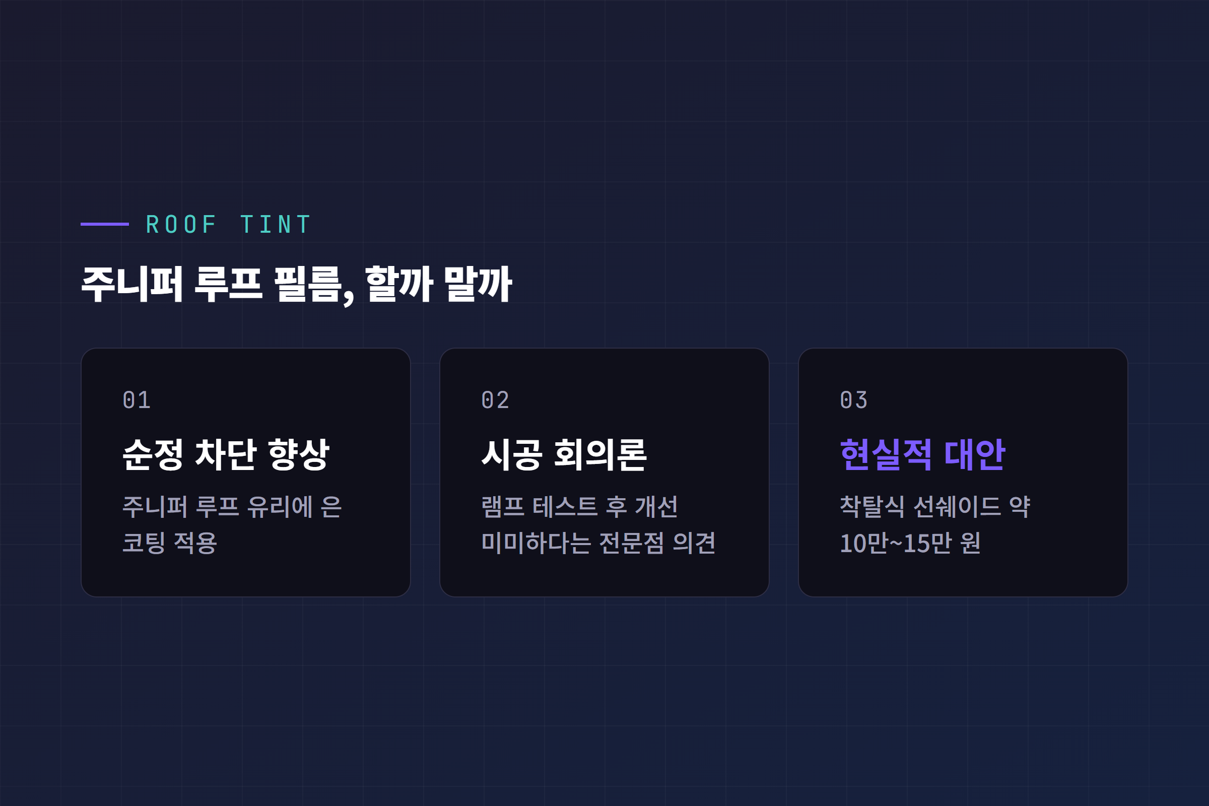 모델Y 주니퍼 루프 틴팅 판단 포인트, 순정 차단 향상과 시공 회의론과 착탈식 선쉐이드 대안
