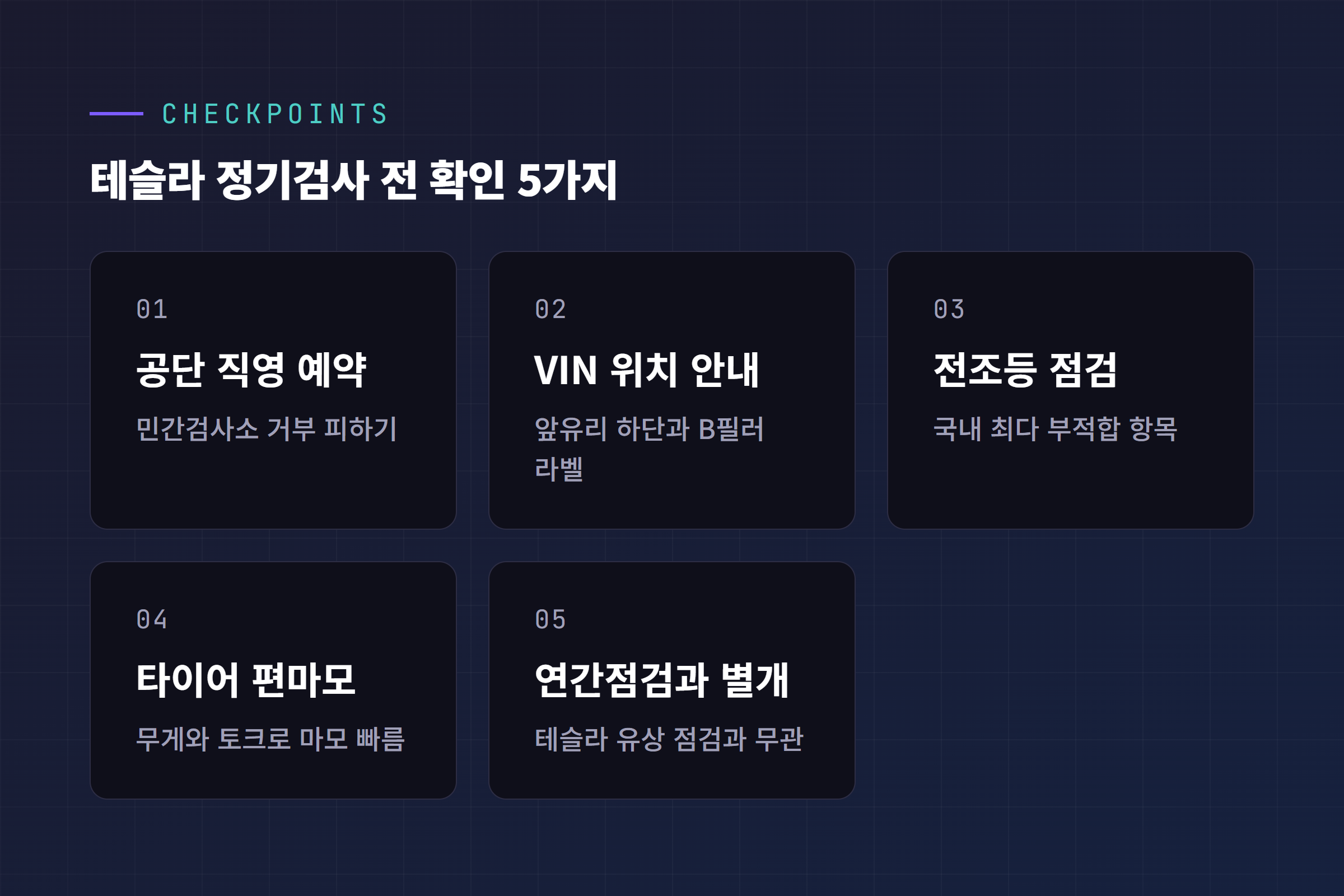 테슬라 정기검사 전 확인할 체크포인트 다섯 가지