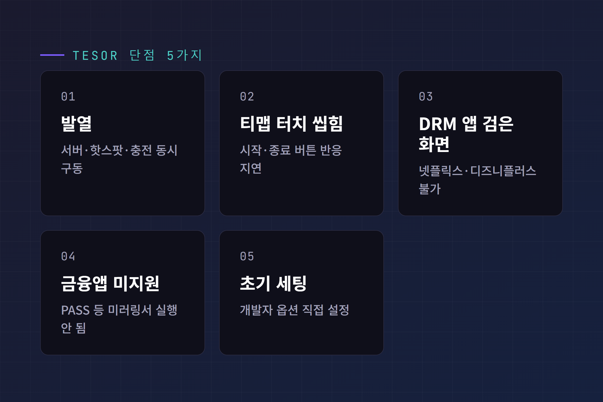 Tesor 단점 5가지 정리 카드