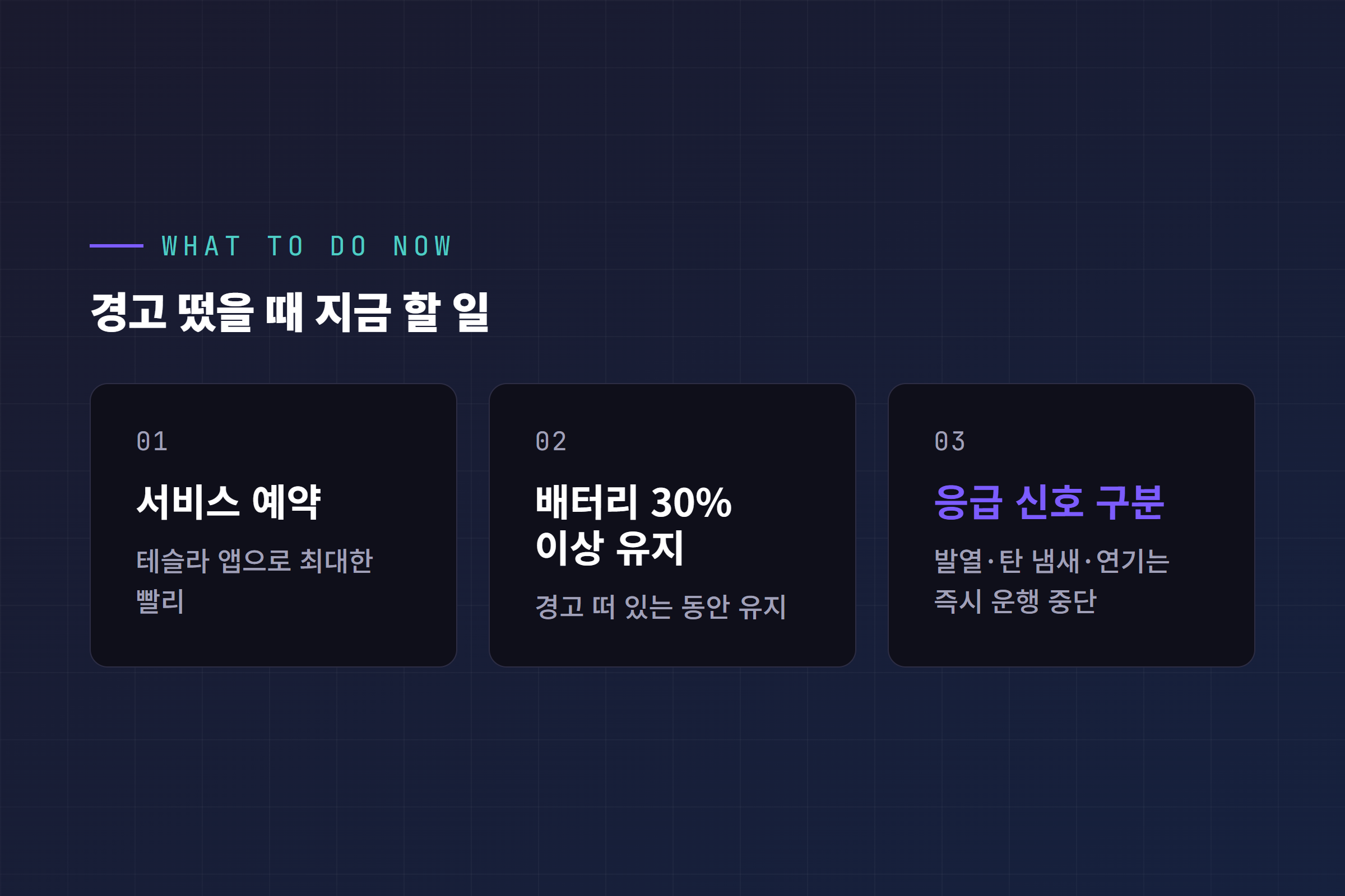 경고 떴을 때 지금 해야 할 일 체크리스트, 서비스 예약과 배터리 30% 이상 유지