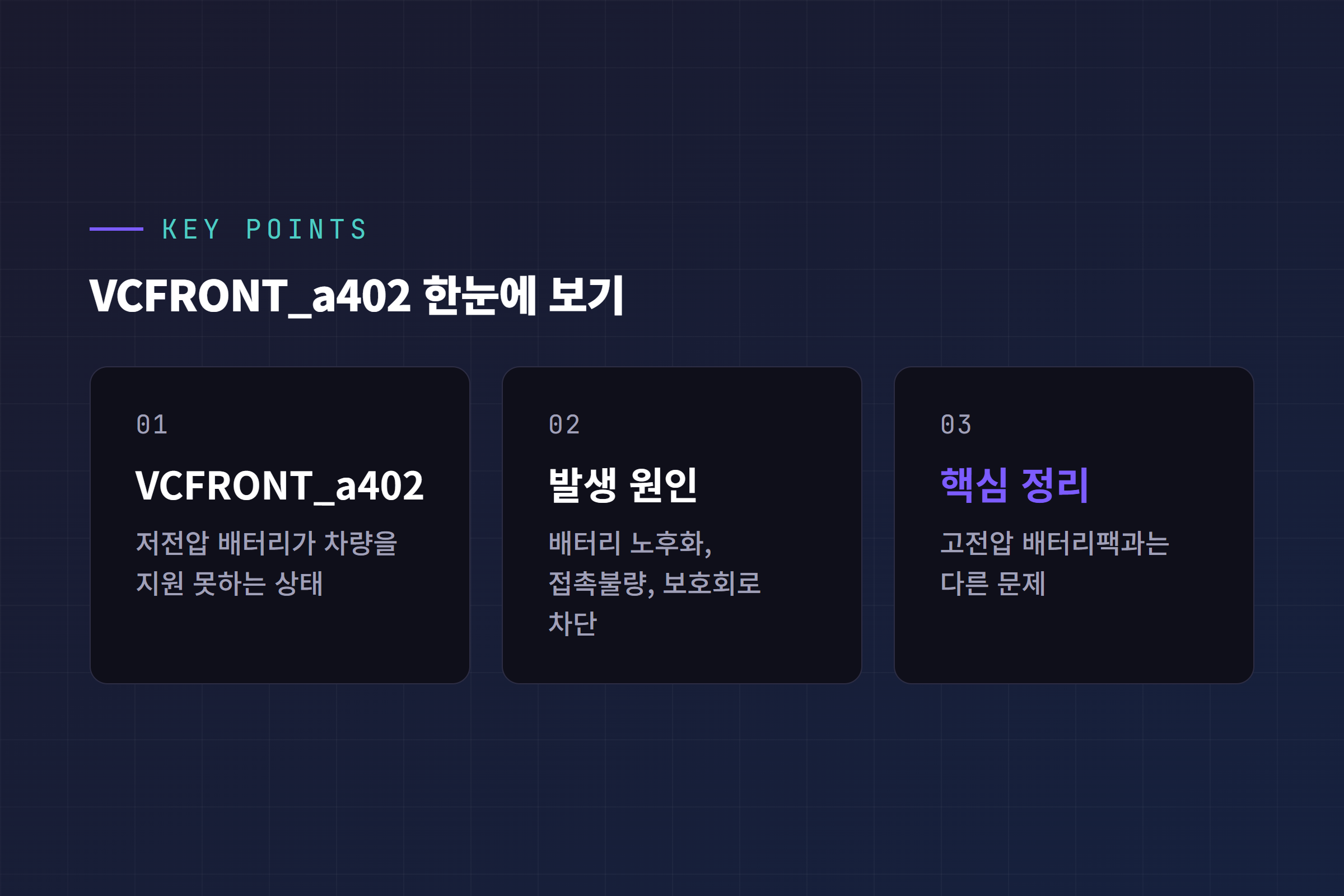 VCFRONT_a402 경고 핵심 포인트 카드